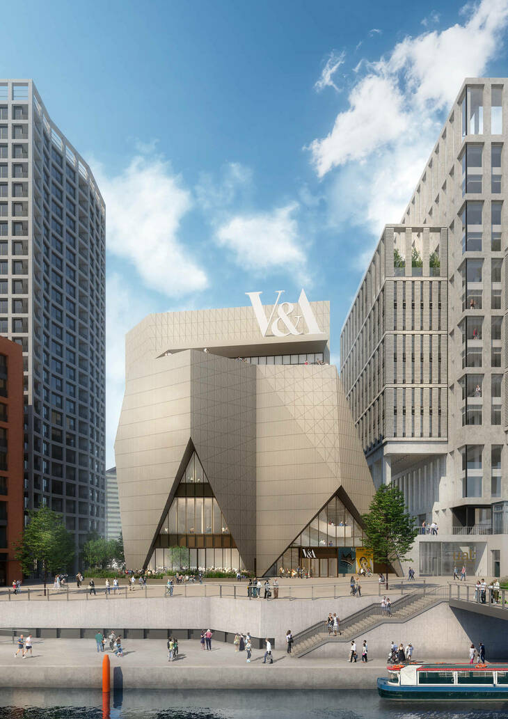 A beautifully angular building on the waterfront