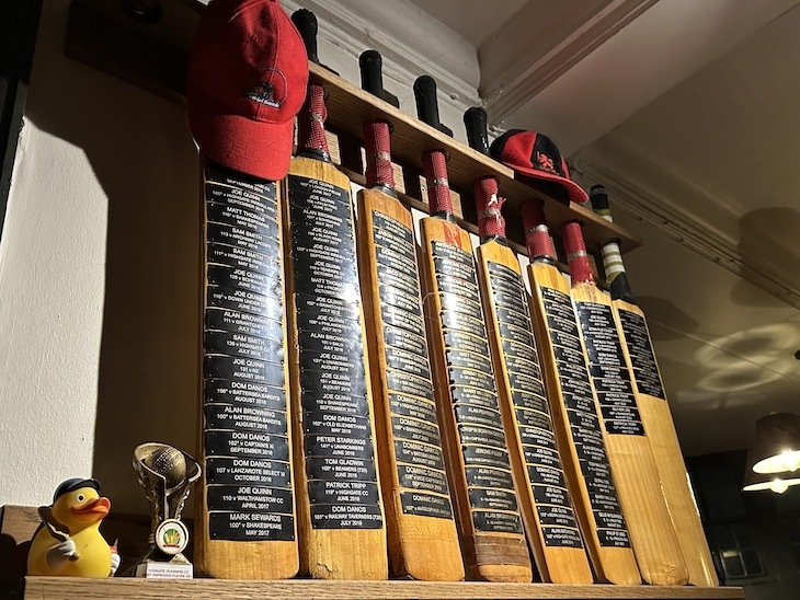 A selection of cricket bats