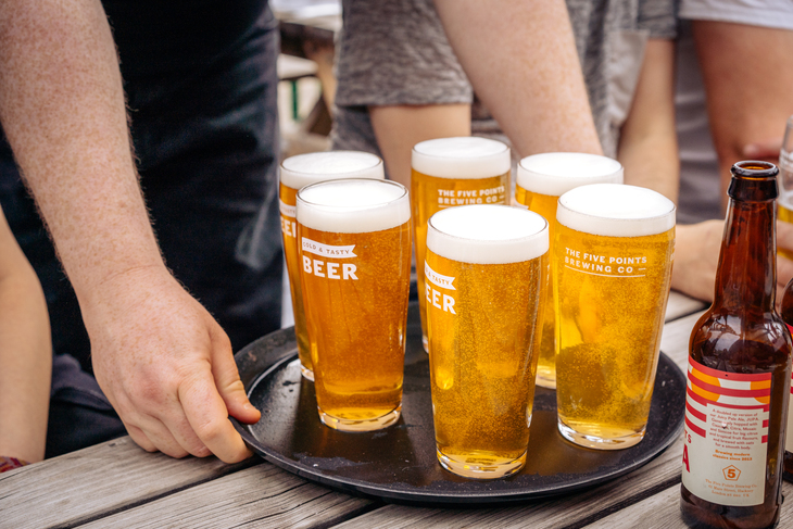 A tray of beers