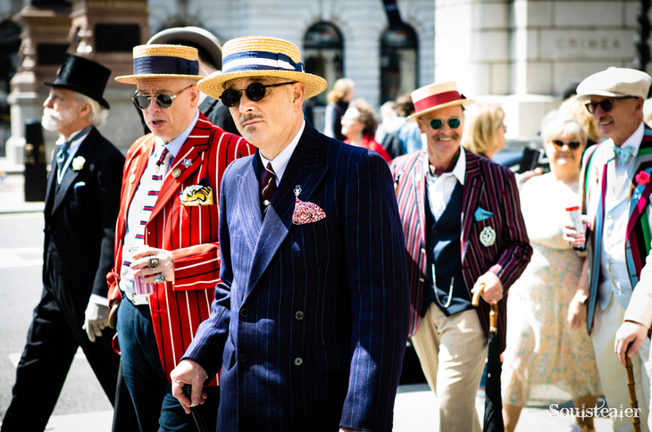 Well dressed gents strolling through town