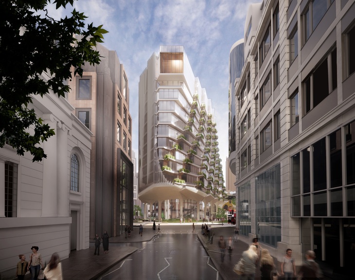Part of the new complex - a futuristic looking high-rise