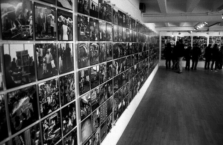 Inside Oxo Tower gallery with black and white pics