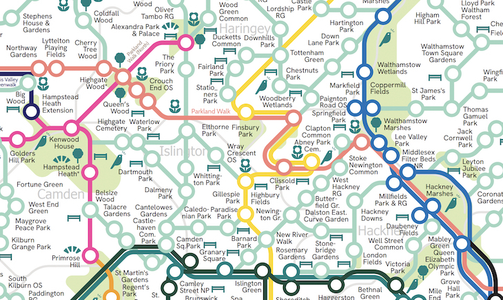 A tube map of green spaces