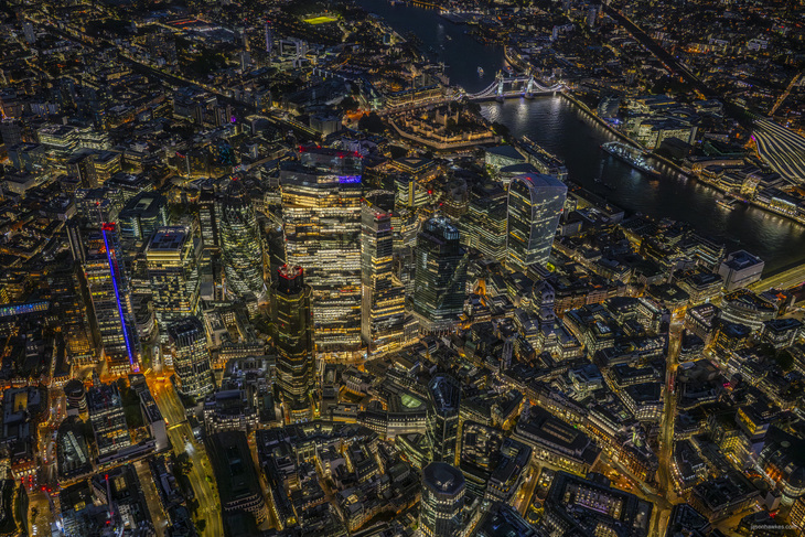 The City of London aglow at night