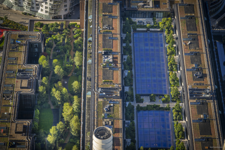 Solar panels on the roof of Battersea Power Station