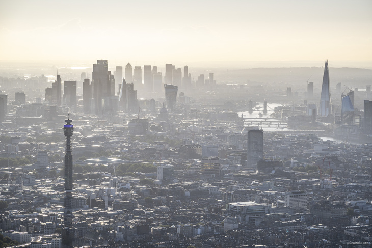 A misty central London