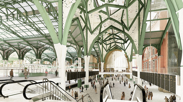 Render of the inside of the station, according to new plans