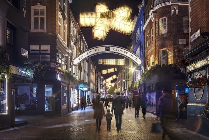 Sculptural christmas lights on Carnaby Street london