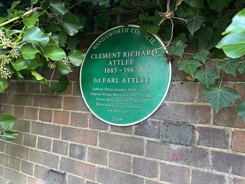A plaque commemorating Clement Attlee's birth in Putney