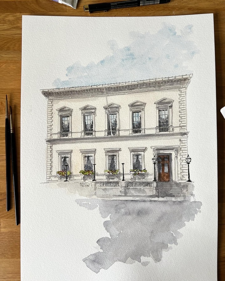 A many windowed Georgian building