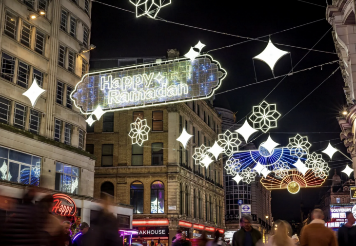 Ramadan lights over Coventry Street