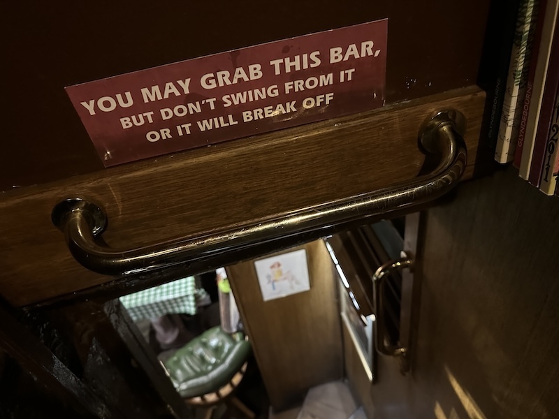 A do-not-swing bar on the stairs