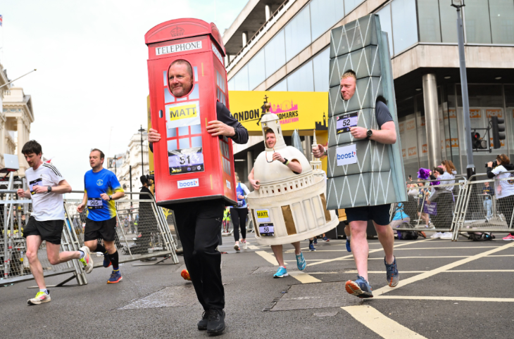 Runners taking part in a run dressed as London landmarks