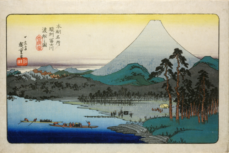An artwork depicting a mountain in Japan