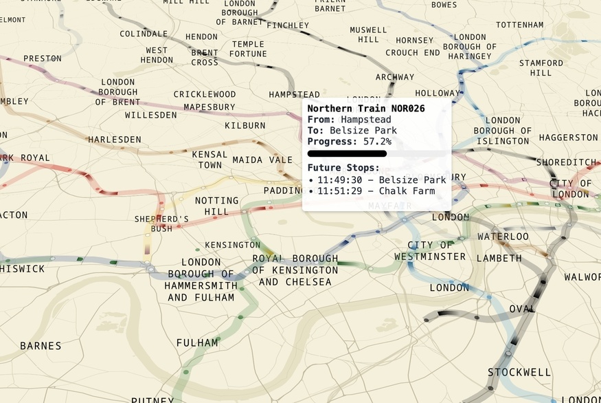 A real time tube map