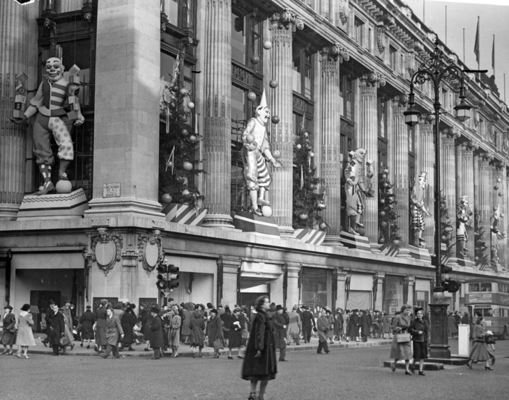Selfridges decorated with huge clowns
