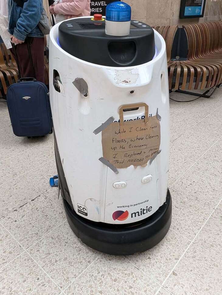A robot cleaner at Charing Cross