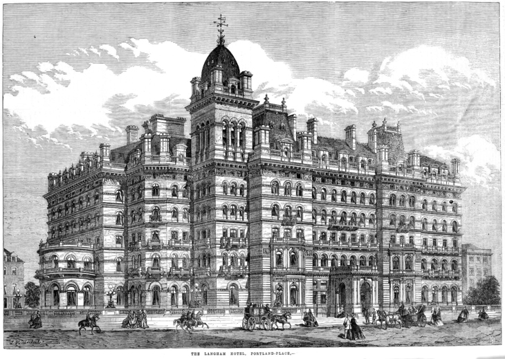 An etching of the hotel