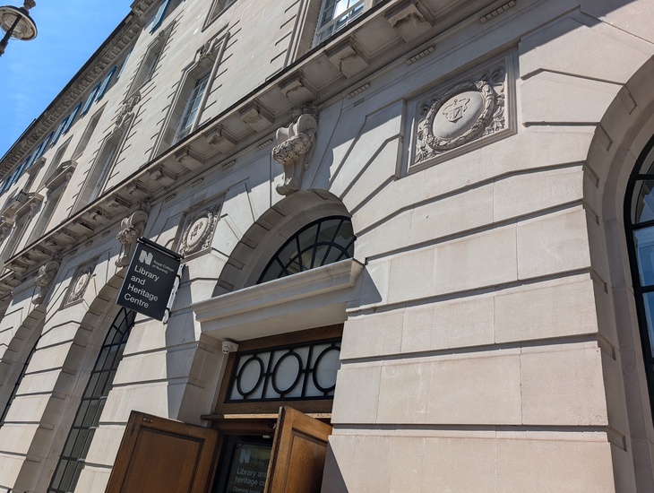 The front of the building