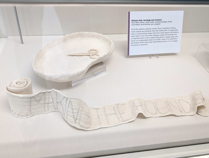 A kidney dish made from bandages