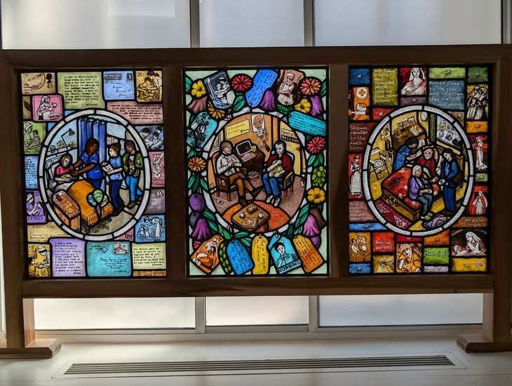 Royal College Nursing Museum: A stained glass nursing tryptic
