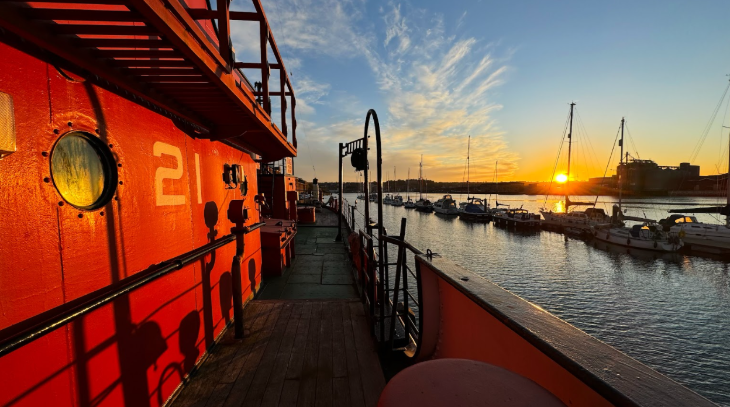 Sunrise or sunset over a river estuary