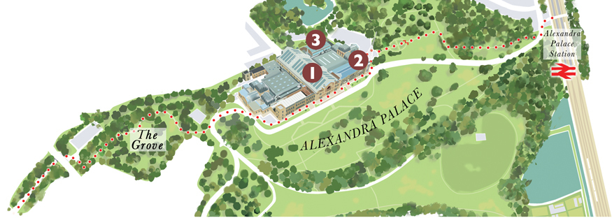 A map showing Alexandra Palace