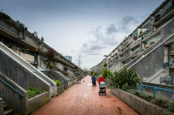 A colour photo of the Alexandra Road Estate, England's largest listed building