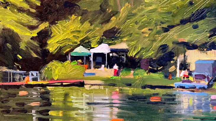 A painting of the Mixed Pond at Hampstead Heath