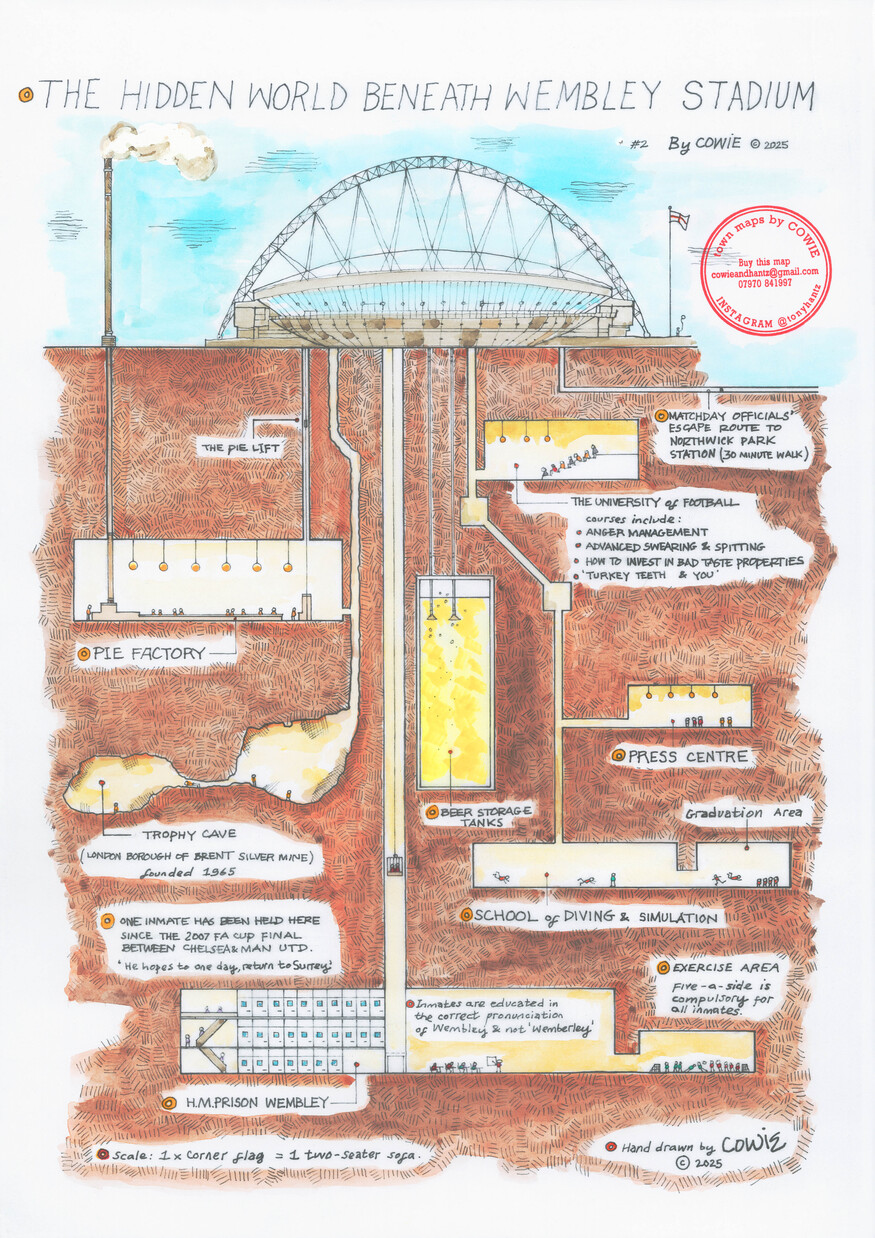 Cutaway showing a hidden world beneath Wembley