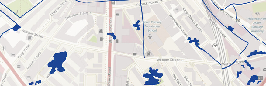 Webber street and nearby pools of water