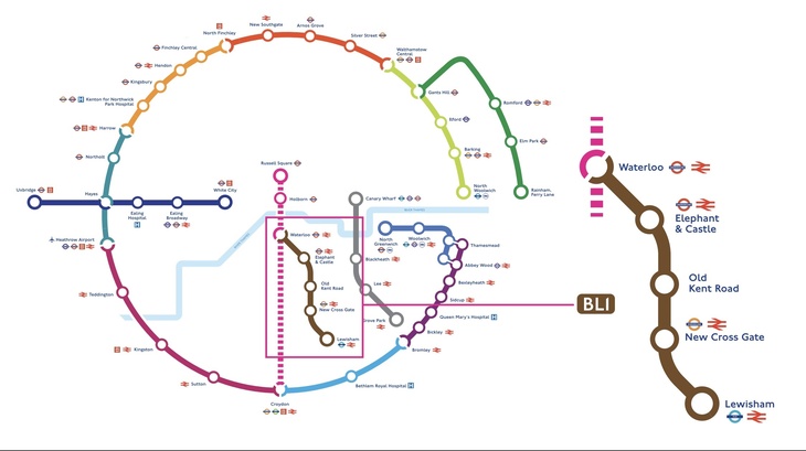 A Superloop map showing the BL1 route