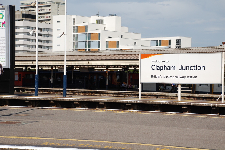 A sign flagging Clapham Junction as Britain's busiest station