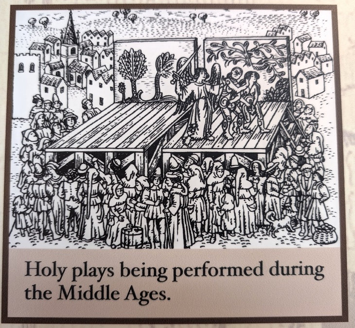 Etching of a play being performed by a well