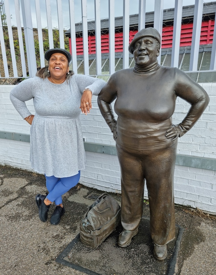 Joy with her statue