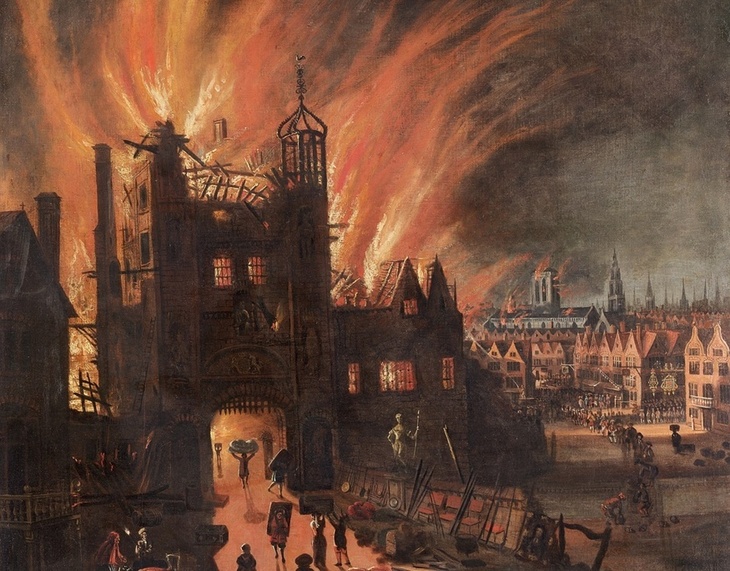 A painting of London burning
