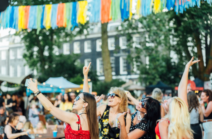 What's on in London July 2025: people dancing in Bedford Square Gardens