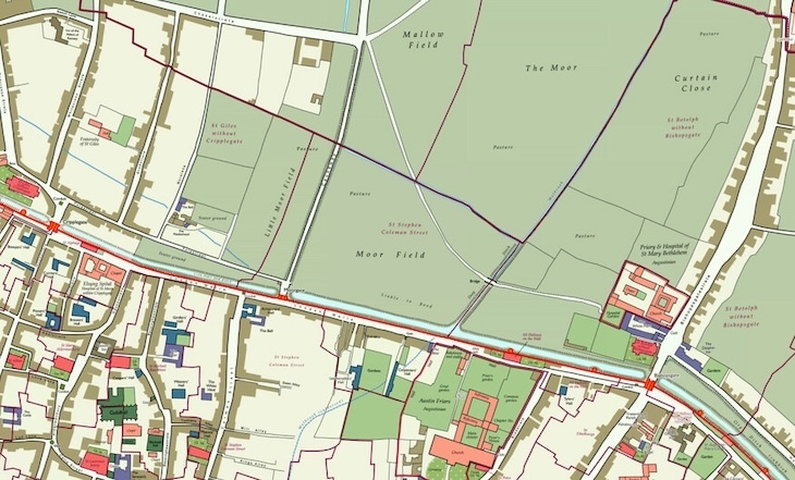 Map of medieval moorfields