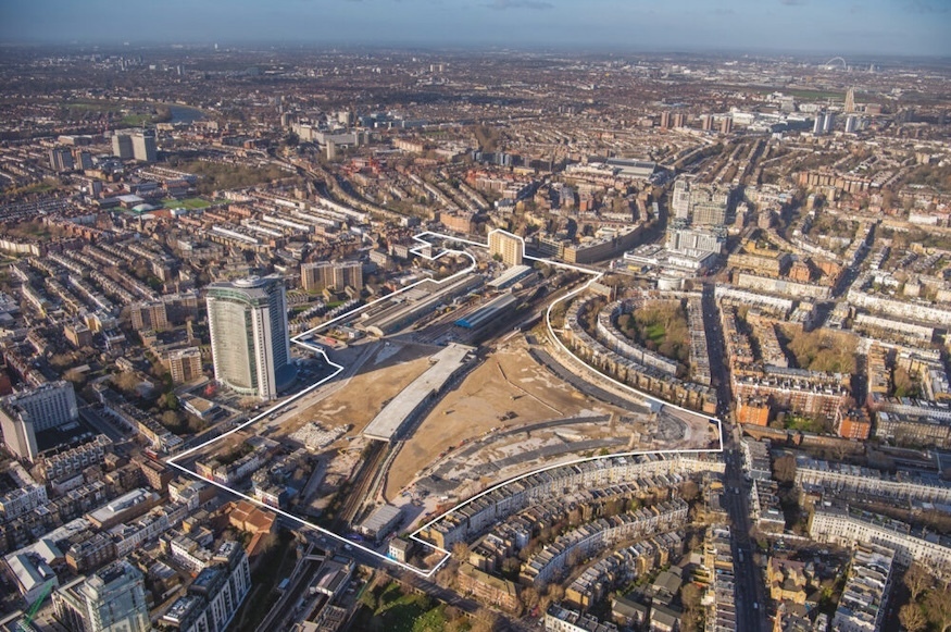An aerial view of the earls court development site