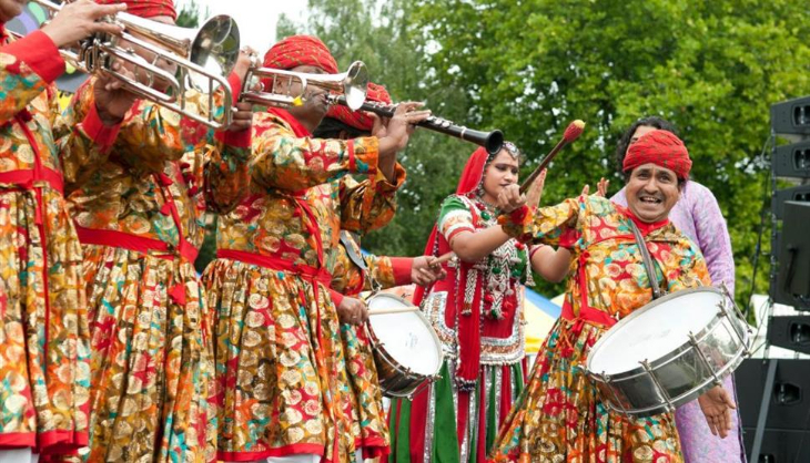 Musicians performing at Southampton Mela
