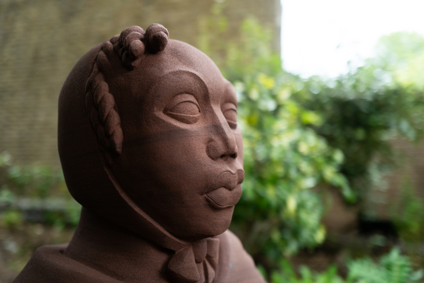 Close up of the statue's face