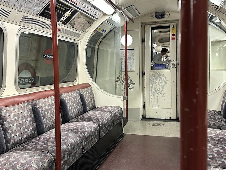 Bakerloo carriage with graffiti