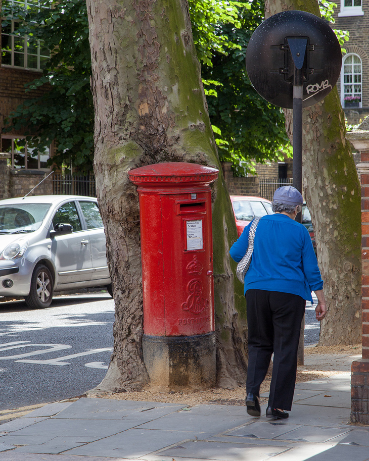 A tree 'eating' a post box