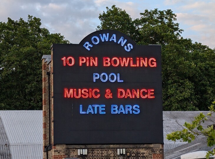 A glow up sign for Rowans