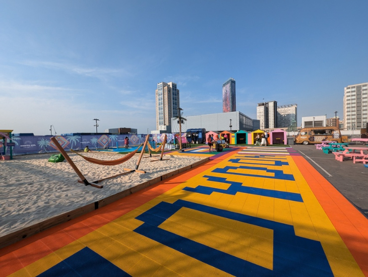 A beach on a rooftop