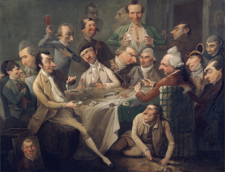 A painting of men drinking