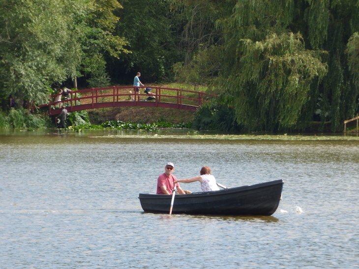 People boating on an idyllic lake