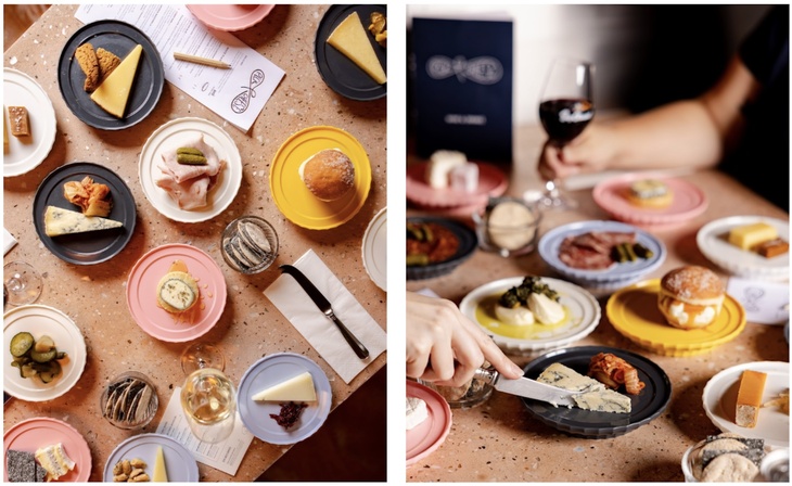A selection of cheese ar charcuterie