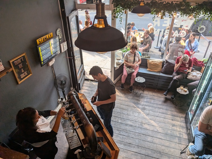 A shot of the bar from high up