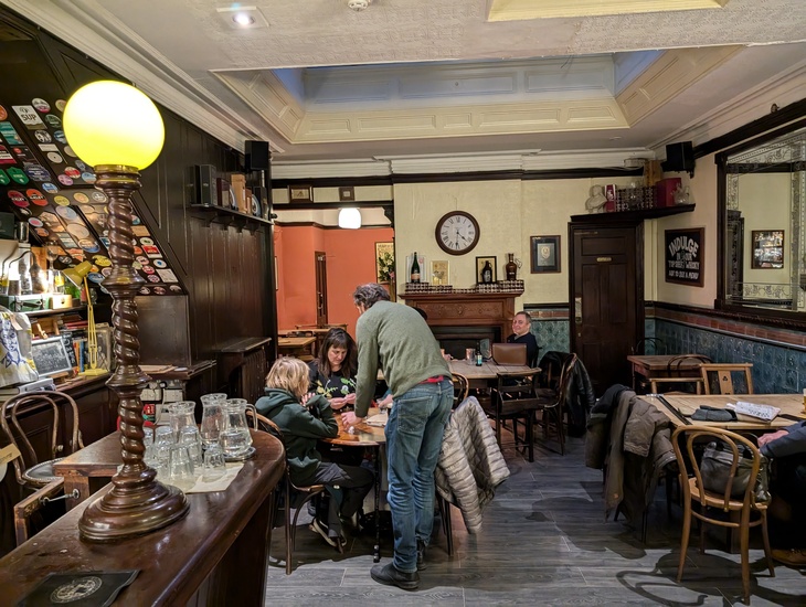 People playing board games in the pub